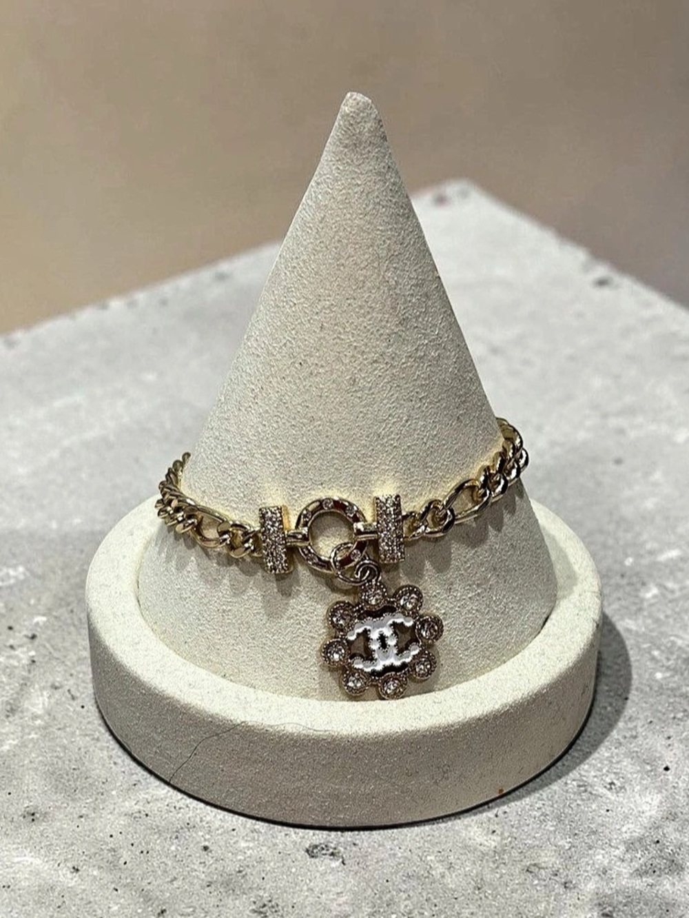 Stamped Upcycled Gold Tone Charm Bracelet Like New